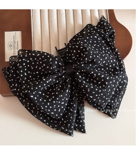 HA270 - Korean Retro Polka Dot Bow Hair Clip